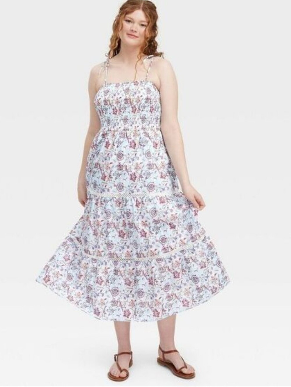 Roller Rabbit for Target White with Red Floral Print Maxi Dress Size Large